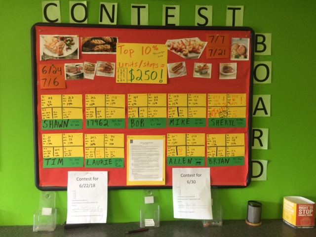 bulletin board decorated to track summer contest