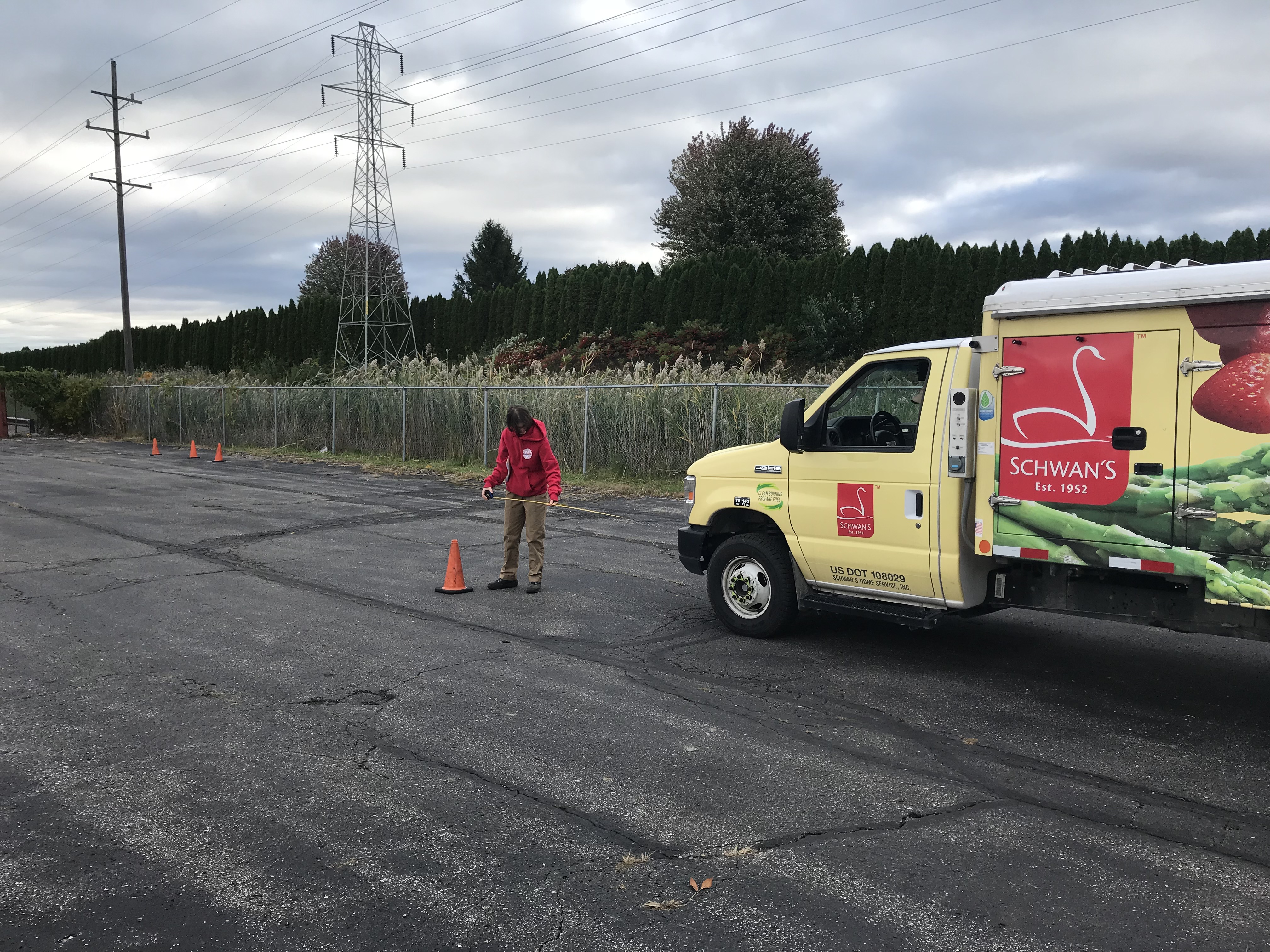 setting up cones for a safety training